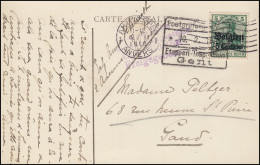 Zensur Postprüfungsstelle 10.2.1916 Etappeninspektion Gent Auf Postkarte EF 2 - Occupation 1914-18