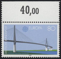 1322 Europa Köhlbrandbrücke 80 Pf  ** Oberrand - Unused Stamps