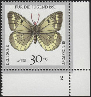 1512 Jugend Schmetterlinge 30+15 Pf ** FN2 - Unused Stamps