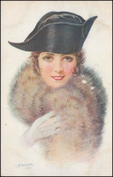 AK Lächelnde Frau Mit Schwarzem Hut Und Pelzstola, FLOESBERG 11.6.1919 - Mode