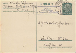 Landpost Witzen über SOMMERFELD (NIEDERLAUSITZ) 13.5.36, Postkarte Nach Berlin - Covers & Documents