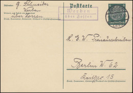 Landpost Werben über ZOSSEN LAND 11.11.35 Auf Postkarte Nach Berlin - Lettres & Documents