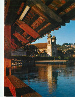 Suisse - LU Lucerne - Luzern - Kapellbrucke (erbaut 1300) Alteste Holzbrlicke Der Welt, Jesuitenkirche - CPM - Carte Neu - Autres & Non Classés