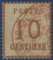 ALSACE LORRAINE N°5 10c Bistre Oblitéré Cachet Rouge ALLEMAND DE DE PORT PAYÉ " F " Du 29 JUIN 1871 Rareté ! - Autres & Non Classés