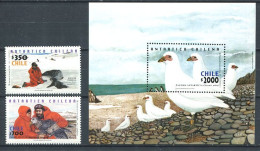 130 CHILI 2001 - Yvert 1596/97 BF 69 - Oiseau Polaire Antarctique - Neuf **(MNH) Sans Charniere - Chili