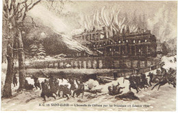 CPSM FRANCE 92 HAUTS-DE-SEINE SAINT-CLOUD - L'incendie Du Château Par Les Prussiens 13 Octobre 1870 - Saint Cloud