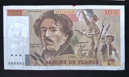Billet, France, Cent, 100 Francs, Delacroix, 1984, 2 Scans, Frais Fr 1.75 E - 100 F 1978-1995 ''Delacroix''
