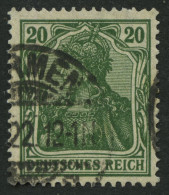 Dt. Reich 143c O, 1920, 20 Pf. Dkl`blaugrün, Pracht, Gepr. Infla, Mi. 130.- - Used Stamps