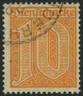 DIENSTMARKEN D 65 O, 1921, 10 Pf. Dkl`orange, Pracht, Gepr. Dr. Düntsch, Mi. 600.- - Service