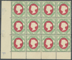 HELGOLAND 14e **, 1890, 10 Pf. Bläulichgrün/karmin Im Postfrischen 12er-Block Aus Der Linken Unteren Bogenecke, 2 Werte  - Heligoland