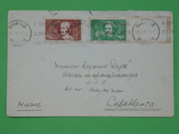 DP 21 FRANCE  LETTRE   1937  GRANVILLE   A  CASABLANCA MAROC+ N°331 BORD +AFF. INTERESSANT+ - Lettres & Documents