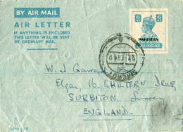 1949 Pakistan Sialkot Aerogramme To Surbiton - Pakistan