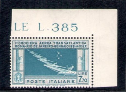 1930 Italia, Crociera Transatlantica Balbo, Lire 7,70 N. 25 - MNH** - Other & Unclassified