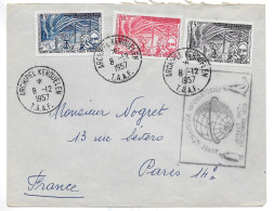 ENVELOPPE  T.A.A.F.  DE KERGUELEN A PARIS 8 12 1957  ** 3 TIMBRES ** - Covers & Documents