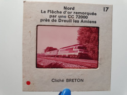 Photo Diapo Diapositive NORD TRAIN La Flèche D'Or Remorqué Par Locomotive Elec CC 72000 Vers DREUIL LES AMIENS VOIR ZOOM - Diapositives