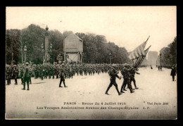 GUERRE 14/18 - REVUE DU 14 JUILLET 1918 PARIS - LES TROUPES AMERICAINES AVENUE DES CHAMPS -ELYSEES - War 1914-18