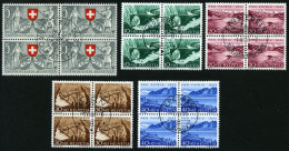 SCHWEIZ BUNDESPOST 580-84  VB O, 1953, Pro Patria In Viererblocks Mit Zentrischen Ersttagsstempeln, Prachtsatz - Used Stamps