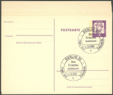 GANZSACHEN P 73 BRIEF, 1962, 8 Pf. Gutenberg, In Grotesk-Schrift, 8 Postkarten Leer Gestempelt Mit Verschiedenen Berline - Autres & Non Classés