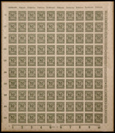 Dt. Reich 321B **, 1923, 50 Mio. M. Schwärzlicholivgrün, Durchstochen, Im Bogen (100), Postfrisch, Pracht - Autres & Non Classés