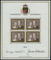 LIECHTENSTEIN 614KB **, 1974, 10 Fr. Fürstenpaar Im Kleinbogen, Pracht, Mi. 65.- - Autres & Non Classés