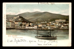 ITALIE - SAN REMO - VUE PRISE DU MOLE - VOILIER - CARTE COLORISEE - CACHET AU VERSO HOTEL DE PARIS FRITZ KIEFER - San Remo