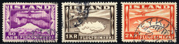ISLAND 178-80 O, 1934, 50 A. - 2 Kr. Flugpostmarken, 3 Prachtwerte, Mi. 49.- - Other & Unclassified