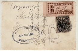 COLOMBIA 1898 R -  LETTER SENT FROM MONIQUIRA TO TUNJA /PART OF COVER/ - Colombie