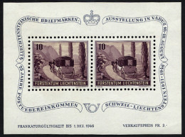 LIECHTENSTEIN Bl. 4 *, 1946, Block Briefmarkenausstellung, Falzreste Im Rand, Marken Postfrisch, Pracht - Autres & Non Classés