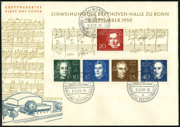 BUNDESREPUBLIK Bl, 2 BRIEF, 1959, Block Beethoven Auf FDC, Pracht, Mi. 140.- - Lettres & Documents