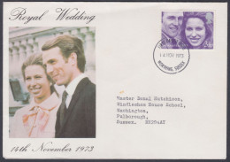 GB Great Britain 1973 Private FDC Royal Wedding, Princess Anne, Mark Philips, Royalty, First Day Cover - Brieven En Documenten