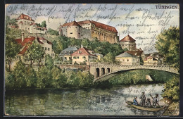 AK Tübingen, Ruderboot Auf Fluss Mit Brücke  - Tuebingen