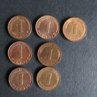 Münzsammlung Deutschland 1 Pfennig 1970-71 S-ss 7 Stück - Sonstige & Ohne Zuordnung