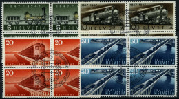 SCHWEIZ BUNDESPOST 484-87  VB O, 1947, 100 Jahre Eisenbahn In Viererblocks Mit Zentrischen Ersttagsstempeln, Prachtsatz - Used Stamps