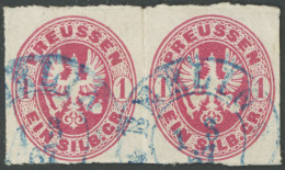 PREUSSEN 16III O, 1861, 1 Sgr. Rosa Mit Plattenfehler Innere Ovallinie Rechts Unter R Von SILB.GR Gebrochen, Im Waagerec - Used