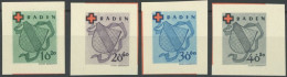 BADEN 42-45B (*), 1949, Rotes Kreuz, Ungezähnt, Prachtsatz, Mi. 80.- - Sonstige & Ohne Zuordnung