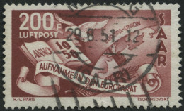 SAARLAND 298 O, 1950, 200 Fr. Europarat, Feinst (kleine Aufrauhung), Gepr. Ney, Mi. 310.- - Autres & Non Classés