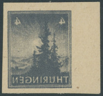 THÜRINGEN 93AXp1UG **, 1946, 4 Pf. Bläulichschwarzgrau, Vollgummierung, Dickes Papier, Steigende Papierstreifung, Ungezä - Sonstige & Ohne Zuordnung