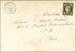 Grille / N° 3 Càd T 15 De Fabrication Locale (grandes Lettres) DENAIN (57) Sur Lettre Pour Paris. 1849. - SUP. - R. - 1849-1850 Cérès
