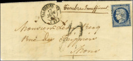 PC 3472 / N° 4 Càd T 15 VALENCIENNES (57) Sur Lettre Insuffisamment Affranchie Pour Mons (Belgique). Au Recto, Taxe Tamp - 1849-1850 Cérès