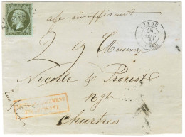 PC 2428 / N° 11 Càd T 15 PEZOU (40) Sur Lettre Insuffisamment Affranchie Pour Chartres. Au Recto, Griffe Rouge Encadrée  - 1853-1860 Napoleon III