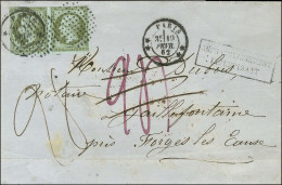Cercle De Points / N° 11 Paire (1 Ex Def) Càd ** PARIS ** Sur Lettre Territoriale Insuffisamment Affranchie Pour Forges  - 1853-1860 Napoléon III.