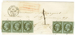 PC 755 / N° 11 Bande De 3 + Paire (qq Defs) Càd T 15 CHARONNE (60) Sur Lettre Locale Insuffisamment Affranchie Pour Berc - 1853-1860 Napoléon III.