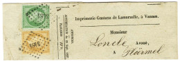 PC 3484 (Vannes) / N° 12 + 13 (filet à Peine Effleuré) Sur Bande D'imprimé Pour Ploërmel. - TB / SUP. - R. - 1853-1860 Napoleon III