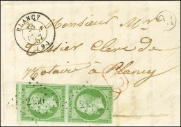 PC 2450 / N° 12 Paire Belles Marges Càd T 15 PLANCY (9) Sur Lettre Avec Texte Adressée Localement. Au Recto, Cachet Roug - 1853-1860 Napoléon III