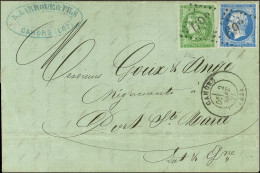 GC 369 / N° 14 + 42 Càd T 17 CAHORS (44) 2 SEPT. 71 Sur Lettre Pour Agen. Exceptionnel Affranchissement Composé. - SUP.  - 1853-1860 Napoleon III