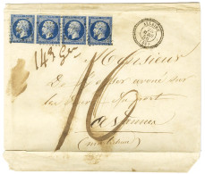 PC 46 / N° 14 Bande De 4 (2 Ex Defs) Càd T 22 ALLAIRE (54) Sur Lettre 4 Ports (143 Grammes) Insuffisamment Affranchie Po - 1853-1860 Napoleon III