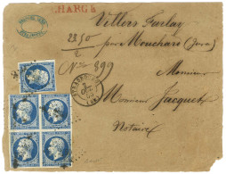 PC 2950 / N° 14 Bloc De 4 + 1 Ex Càd T 15 STRASBOURG (67) Sur Devant De Lettre Chargée Pour Mouchard. 1855. - TB. - 1853-1860 Napoleon III