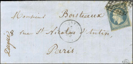 Grille / N° 14 (filet Gauche Effleuré) Càd T 15 NANTES (42) Sur Lettre Pour Paris. Exceptionnelle Annulation Du 20c Empi - 1853-1860 Napoleon III