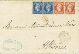 PC 3707 / N° 14 (paire) + 17 (paire) Càd CONSTANTINOPLE / TURQUIE Sur Lettre 2 Ports Pour Athènes. 1859. - TB / SUP. - R - 1853-1860 Napoléon III.