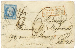 PC 1896 Apposé Faiblement / N° 14 Càd T 15 MARSEILLE (12) Sur Lettre Pour Paris Réexpédiée à Guernesey. Rouleau De Point - 1853-1860 Napoléon III.